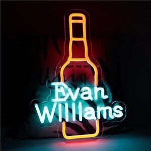 Evan Williams Bourbon Whiskey Neon Sign Bar Pub man Cave Led Light Garage NEW